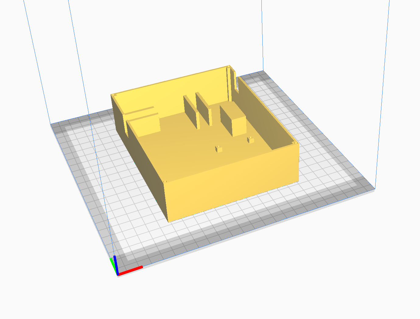 A rendering of the enclosure base in the Cura slicer.
