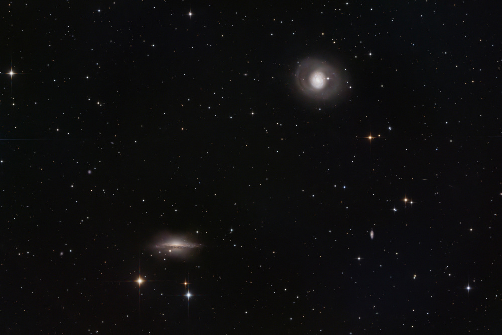 6h32m (196 x 2min) Broadband. Processed with NoiseX and BlurX. A little HDR was needed on the core of M77, which is bright enough to make the Messier cut while leaving the very close NGC1055 unseen.