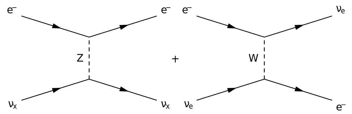 Feynman diagrams for neutral and charged current elastic scatter