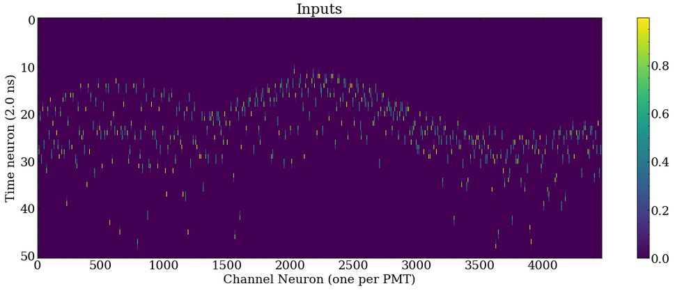 The input time series representing PMT hit times